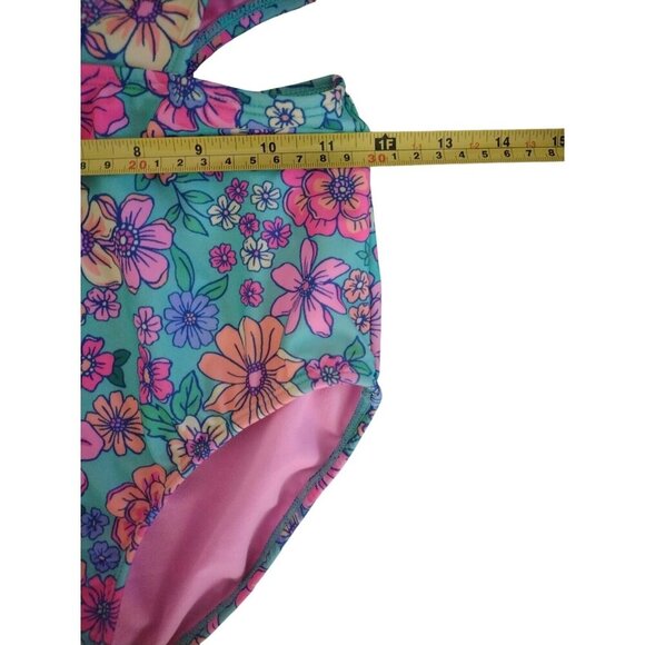 Girls One Piece Swimsuit, Floral Print and Pink, Size XL (14), Cat & Jack, NWT - Picture 9 of 9